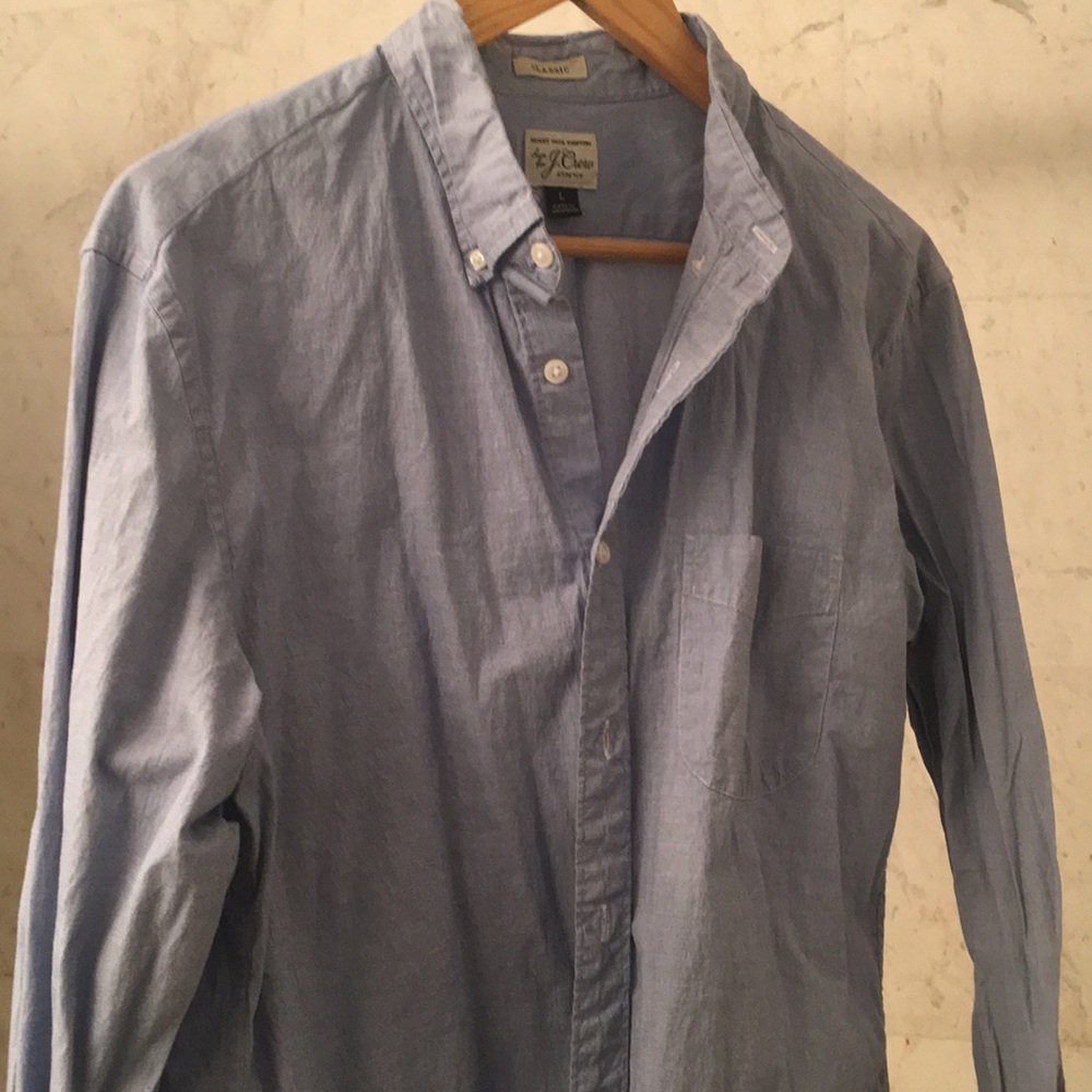 J Crew Blue Stretch Button Down